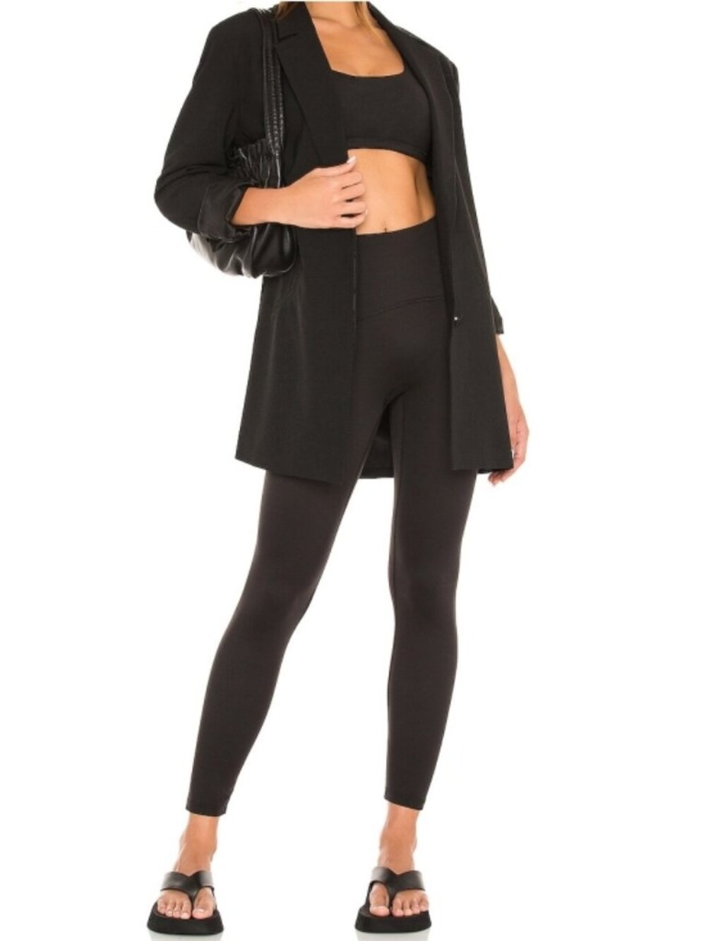 Spanx Booty Boost Side Pockets 7/8 Leggings Very Black High-Rise Waist Shapewear - Picture 6 of 12